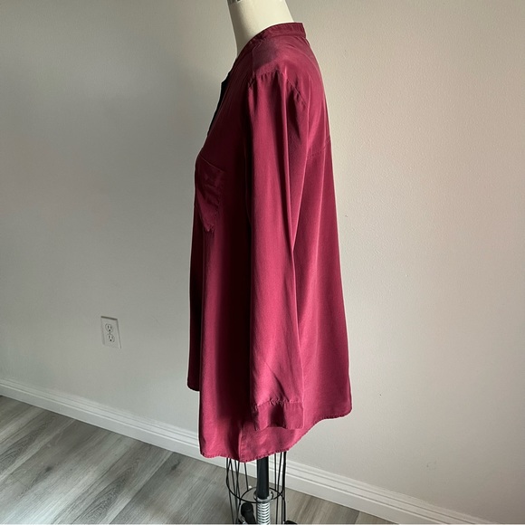 Eileen Fisher Silk Small Burgundy/Maroon Blouse Shirt - Picture 10 of 16